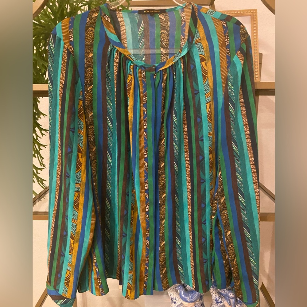 Kobi Halperin silk long sleeve blouse sz XXL quality pre worn condition
